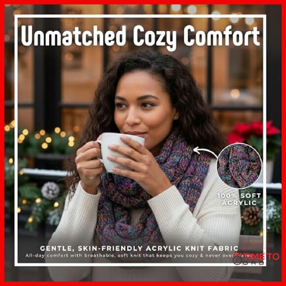 Oversized Chunky Infinity Scarf - Soft Acrylic Winter Wrap Cozy Style - Picture 3 of 8